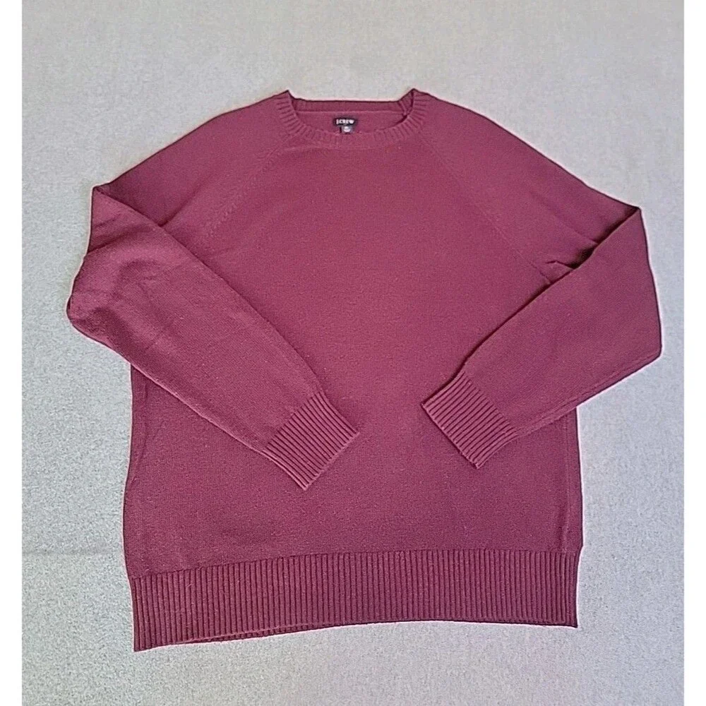 J Crew‎ Sweater Mens XL Pullover Red Lambswool Crew Knit Preppy Eclectic Grandpa